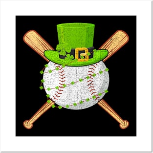 St Patricks Day Shamrock Baseball Leprechaun Men Boys Kids Posters and Art